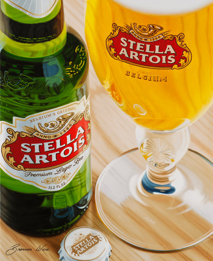 photoreal painting Stella Artois painting